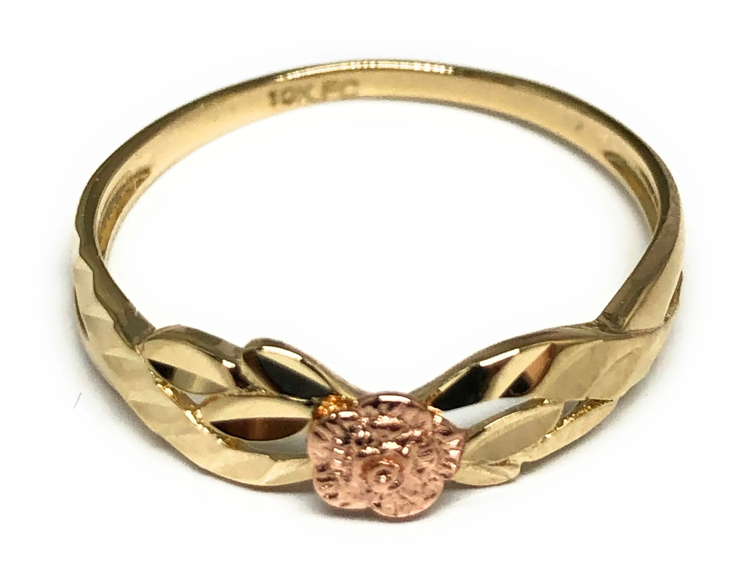 10k Solid Gold Yellow & Rose Gold Flower Ring (FC 35)