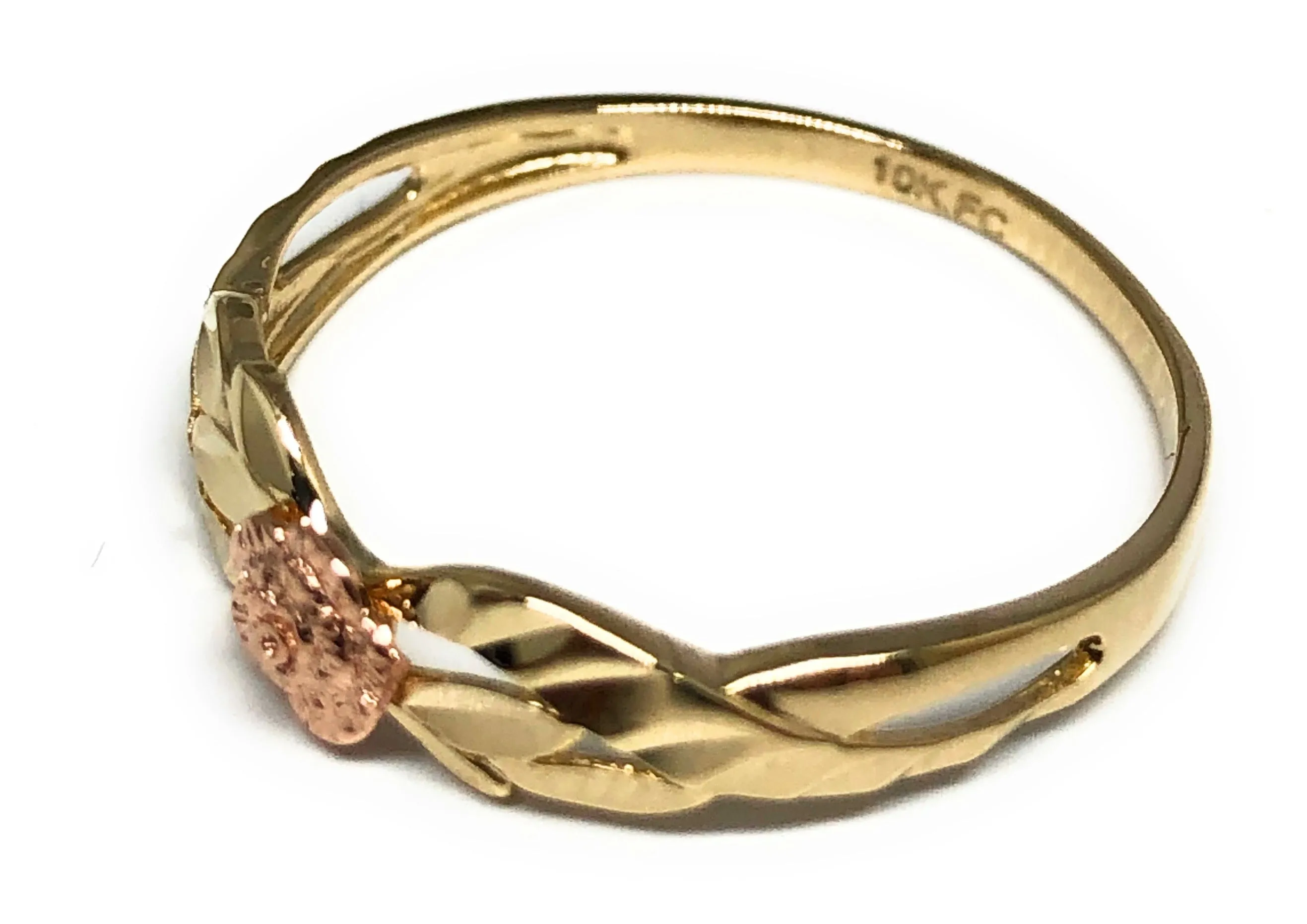 10k Solid Gold Yellow & Rose Gold Flower Ring (FC 35)