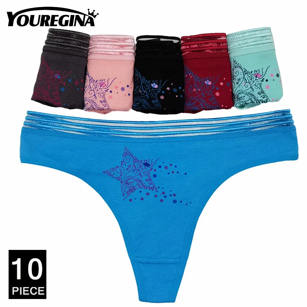 10Pcs/set Lace Panties Breathable Low Waist Fashion G-String