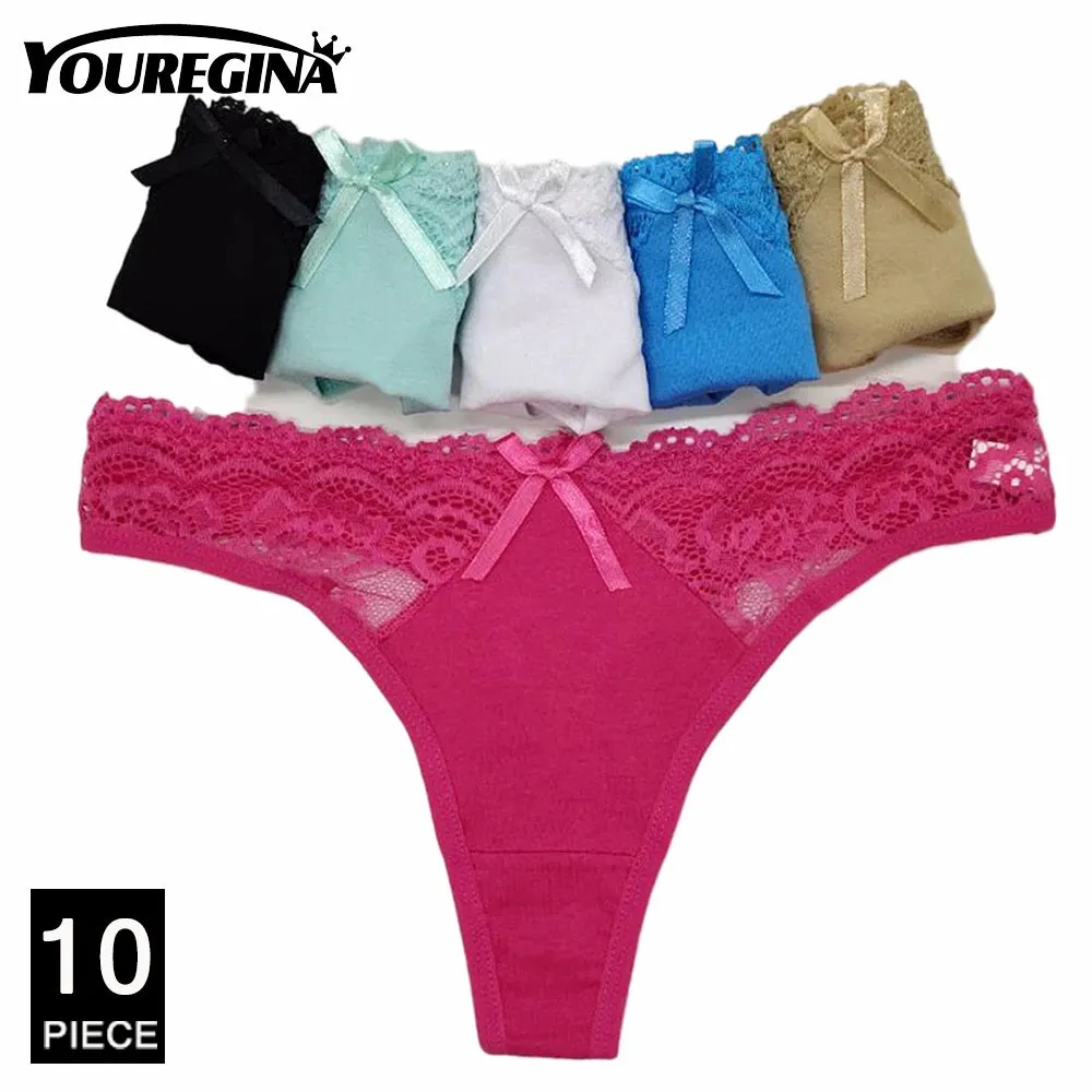 10Pcs/set Lace Panties Breathable Low Waist Fashion G-String