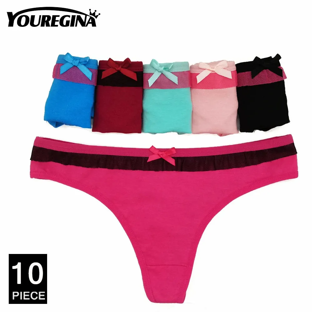 10Pcs/set Lace Panties Breathable Low Waist Fashion G-String