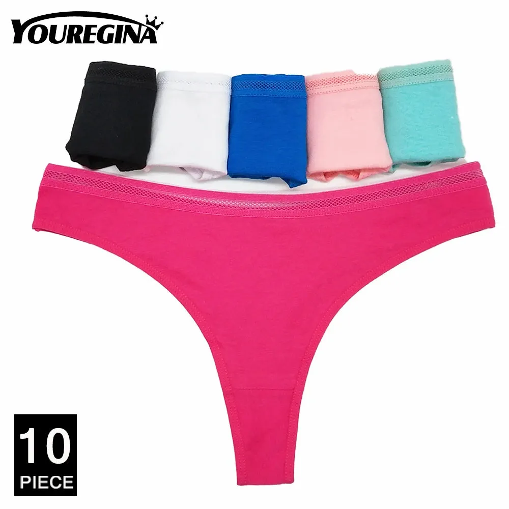 10Pcs/set Lace Panties Breathable Low Waist Fashion G-String