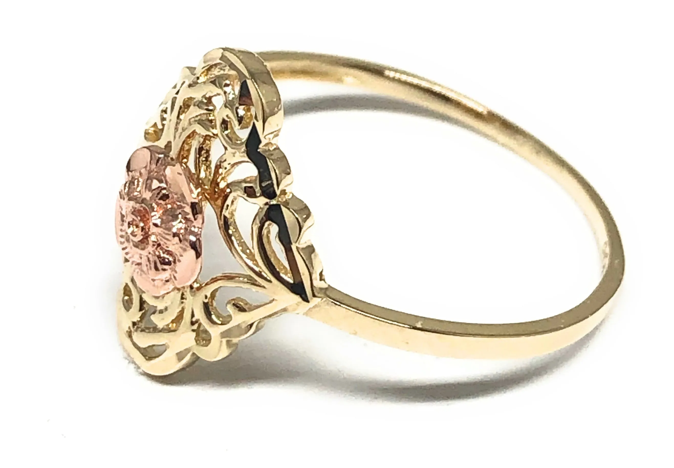 14k Solid Gold Yellow & Rose Gold Flower Ring (FC 196)