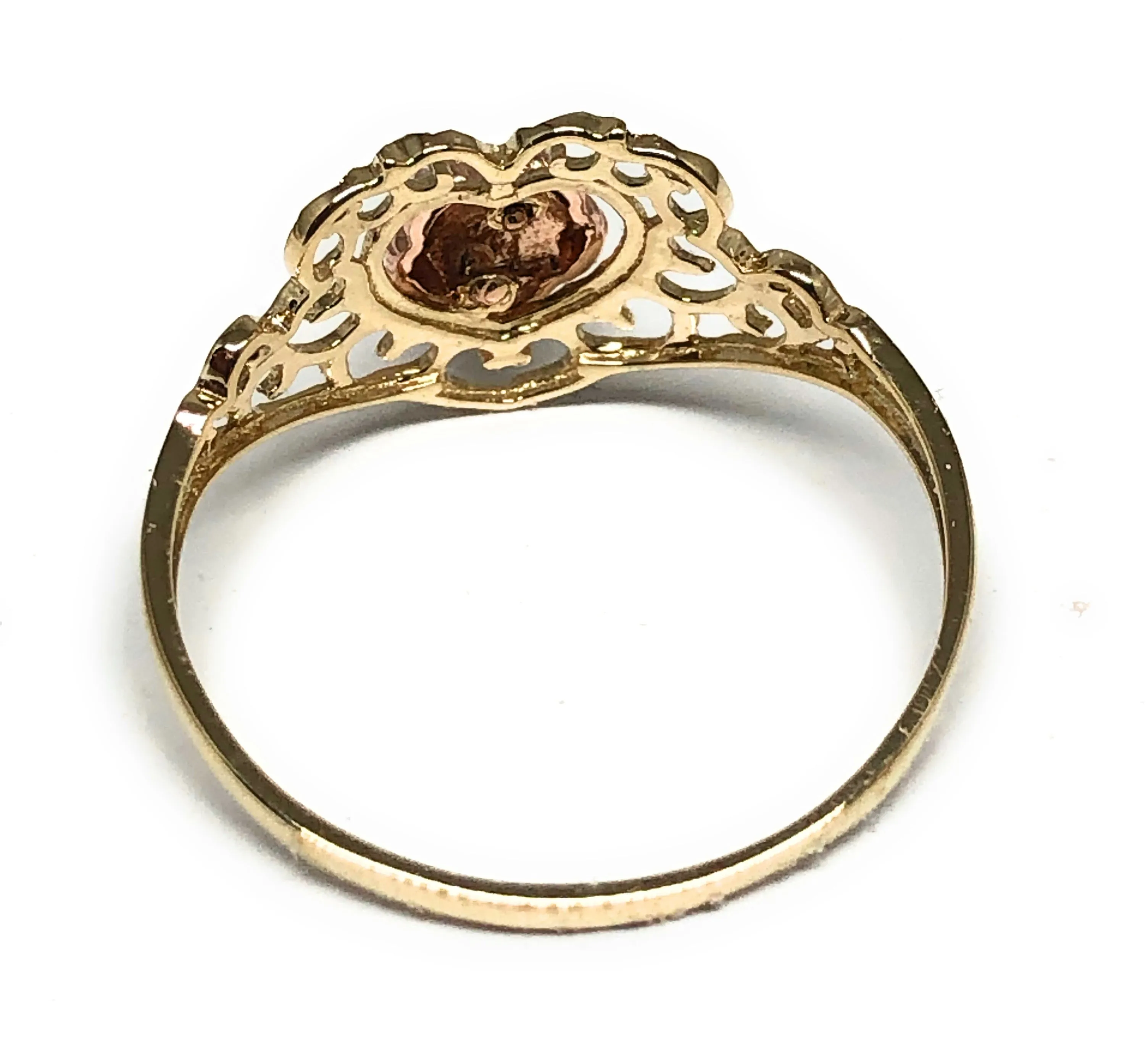 14k Solid Gold Yellow & Rose Gold Heart Flower Ring (FC 180)