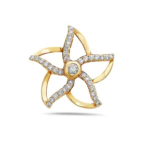 18K Yellow Gold Flower Pendant With 0.28 CT Diamonds