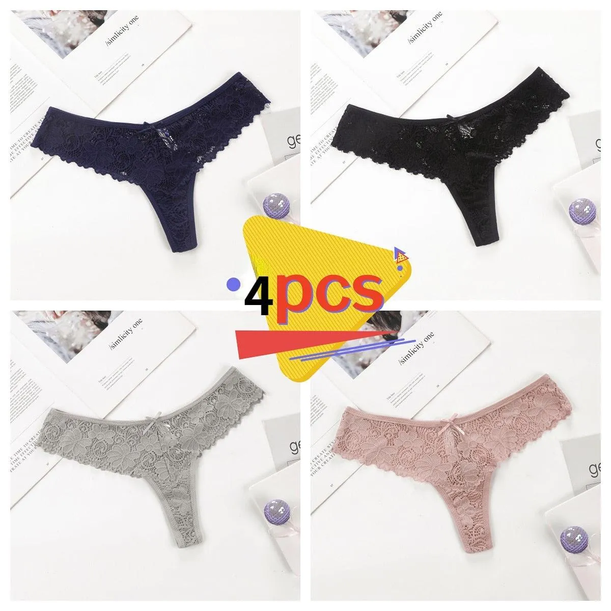 4Pcs/Set Women Lace Panties