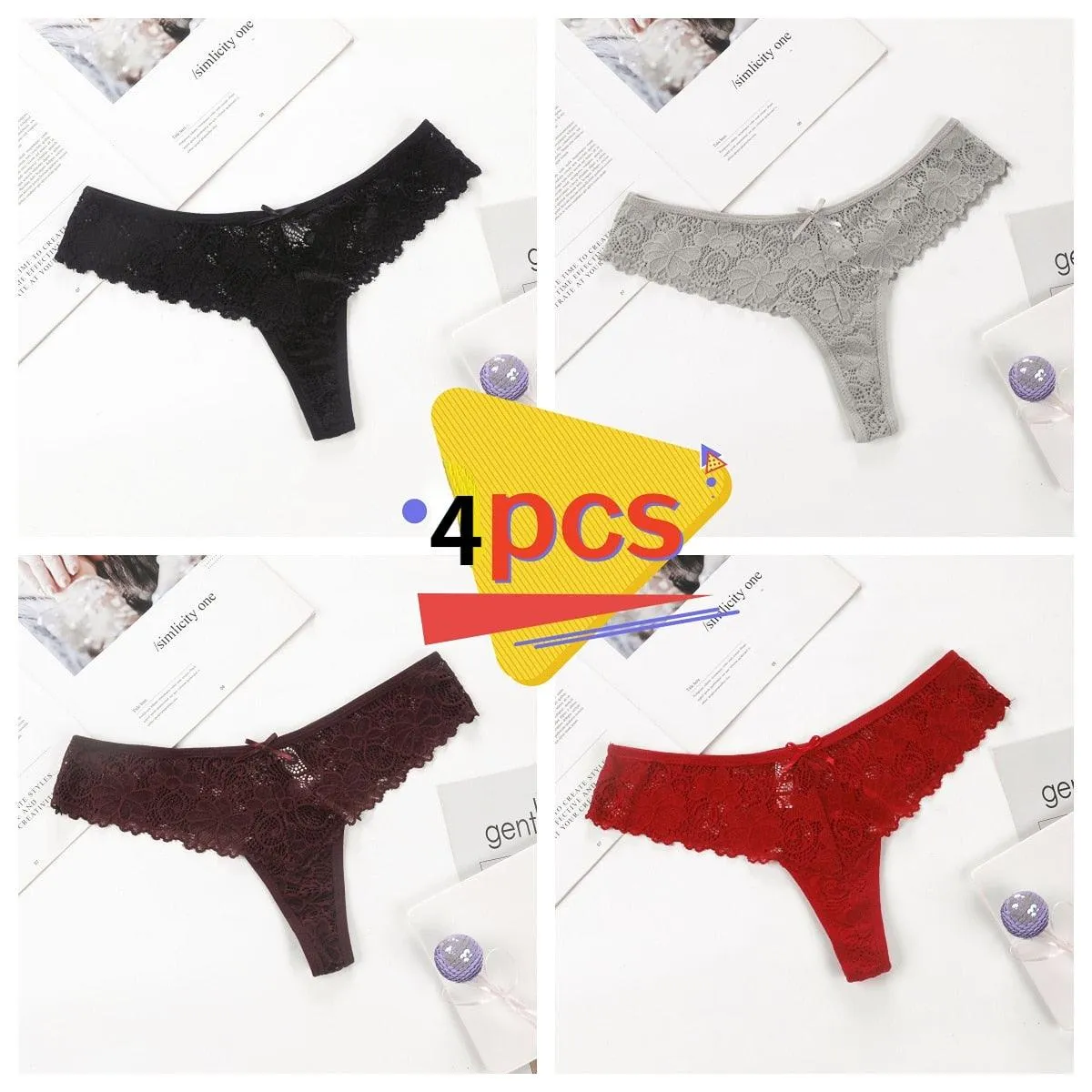 4Pcs/Set Women Lace Panties