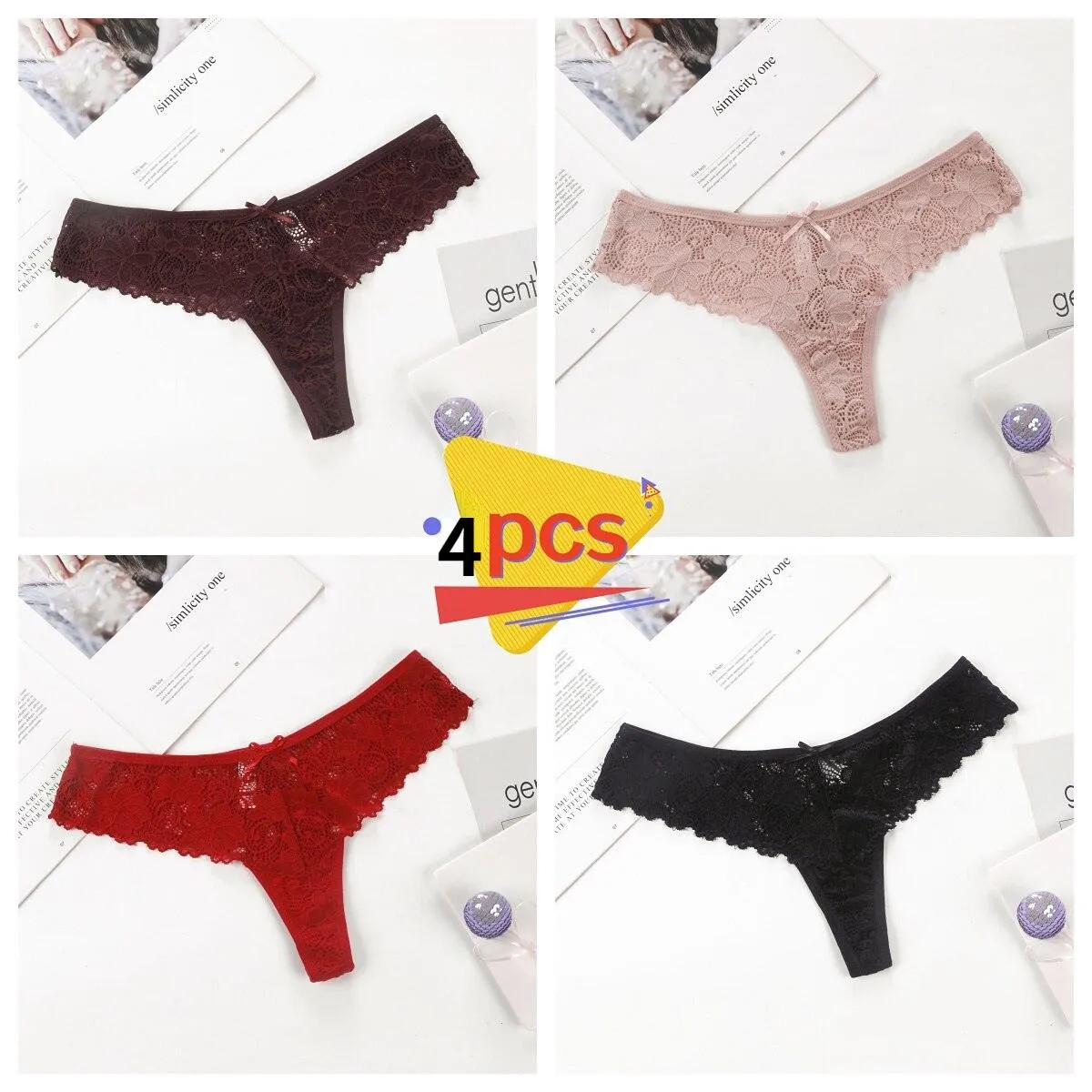 4Pcs/Set Women Lace Panties