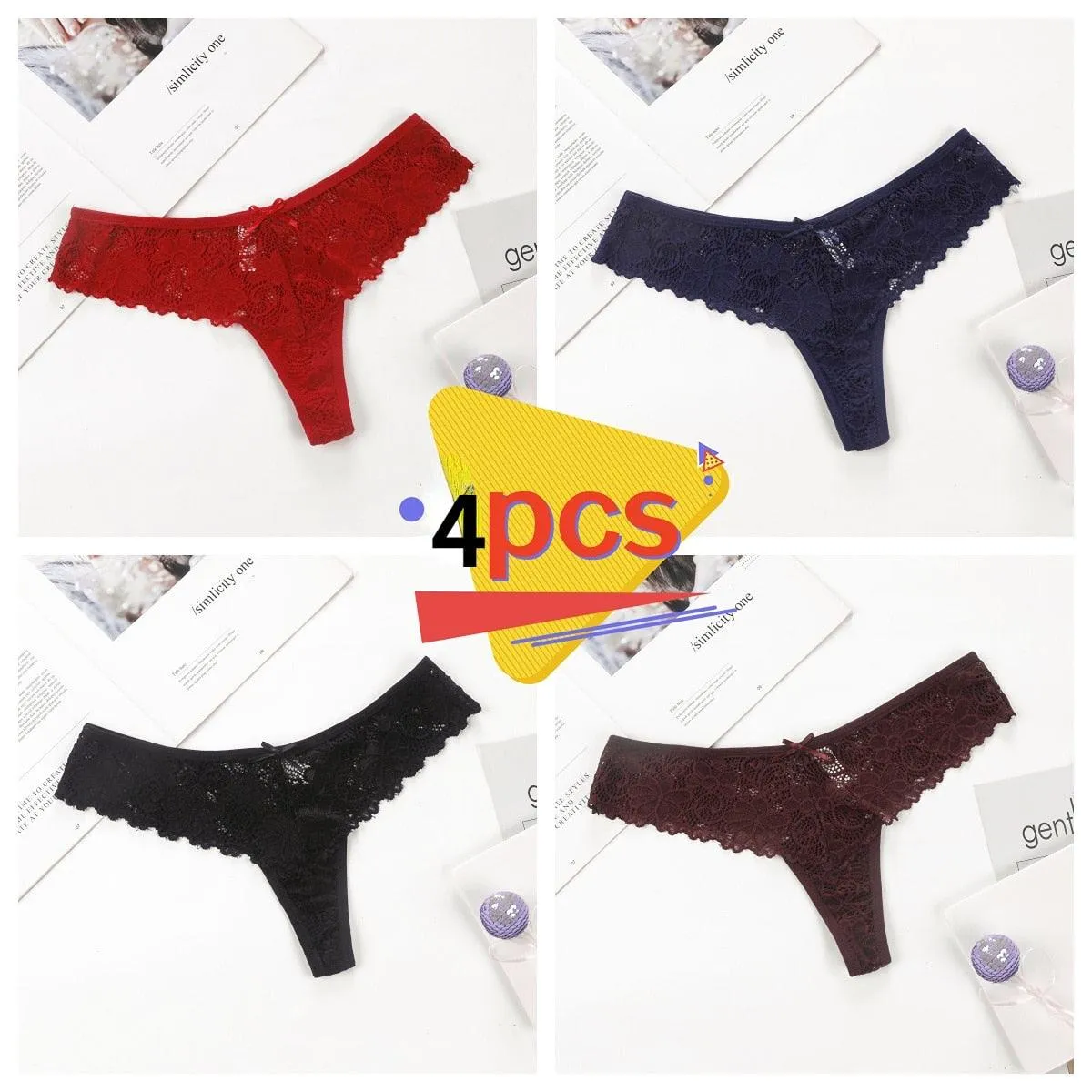 4Pcs/Set Women Lace Panties