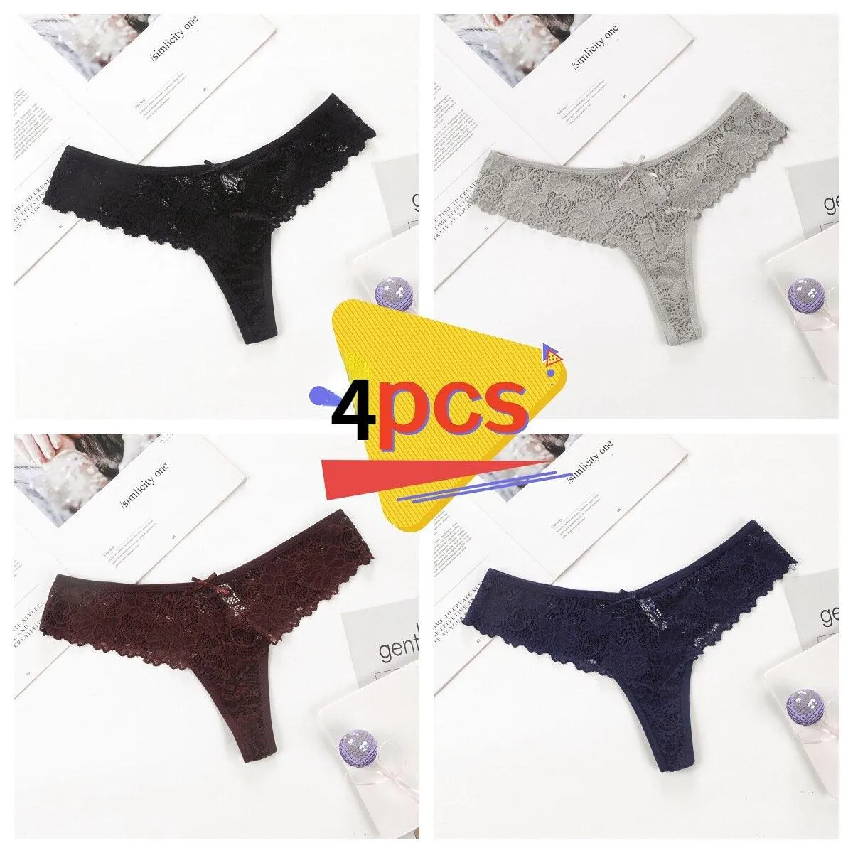 4Pcs/Set Women Lace Panties