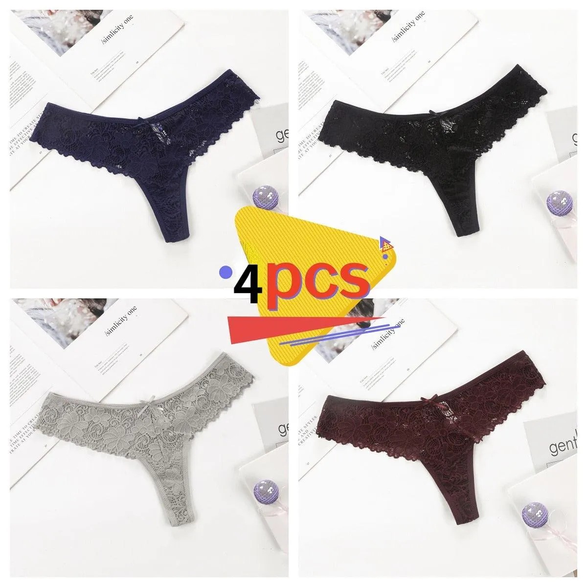 4Pcs/Set Women Lace Panties