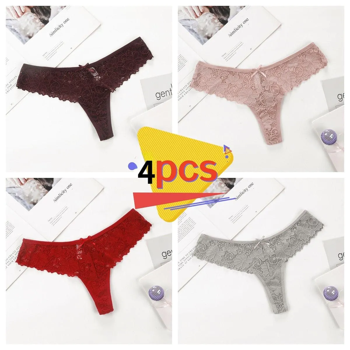 4Pcs/Set Women Lace Panties