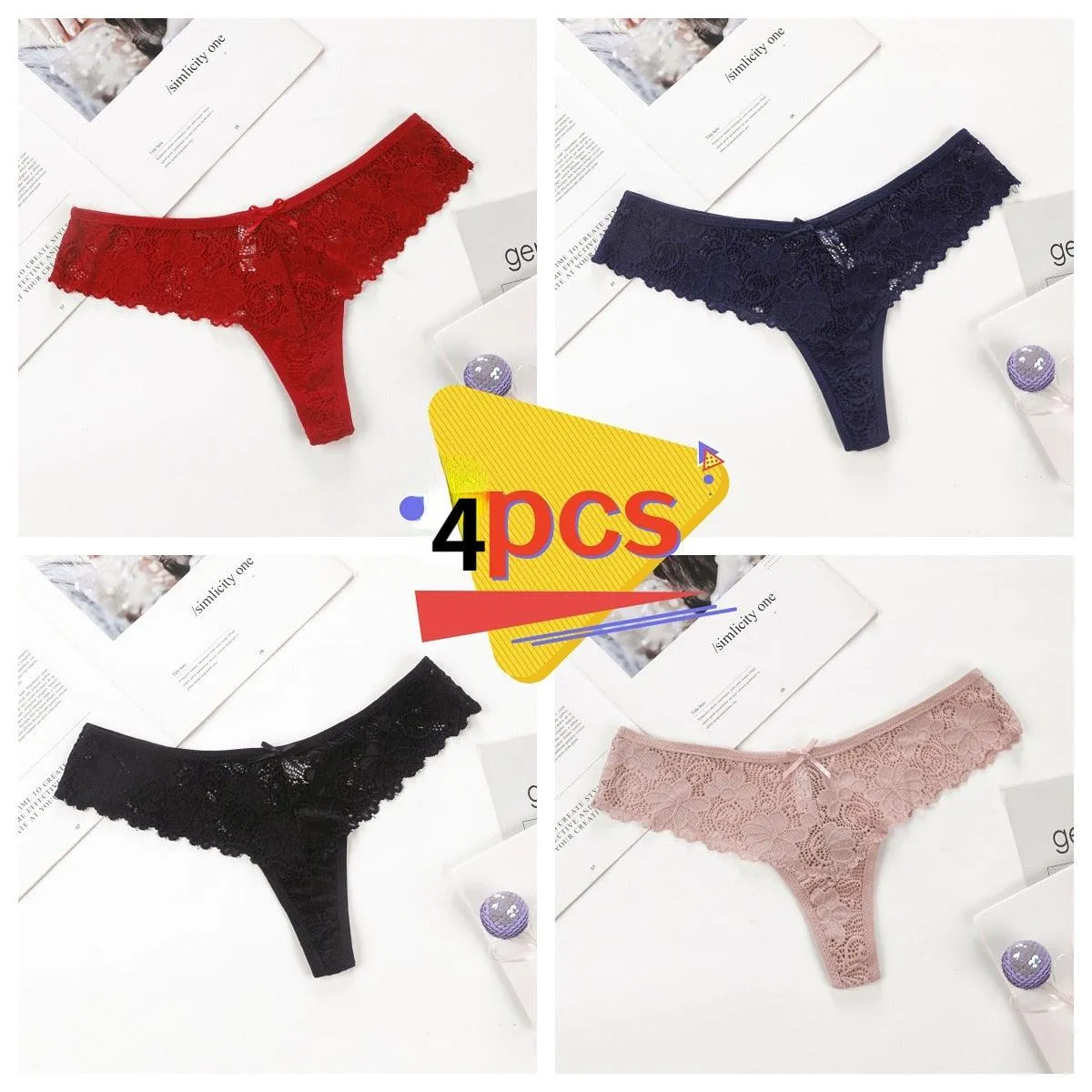 4Pcs/Set Women Lace Panties