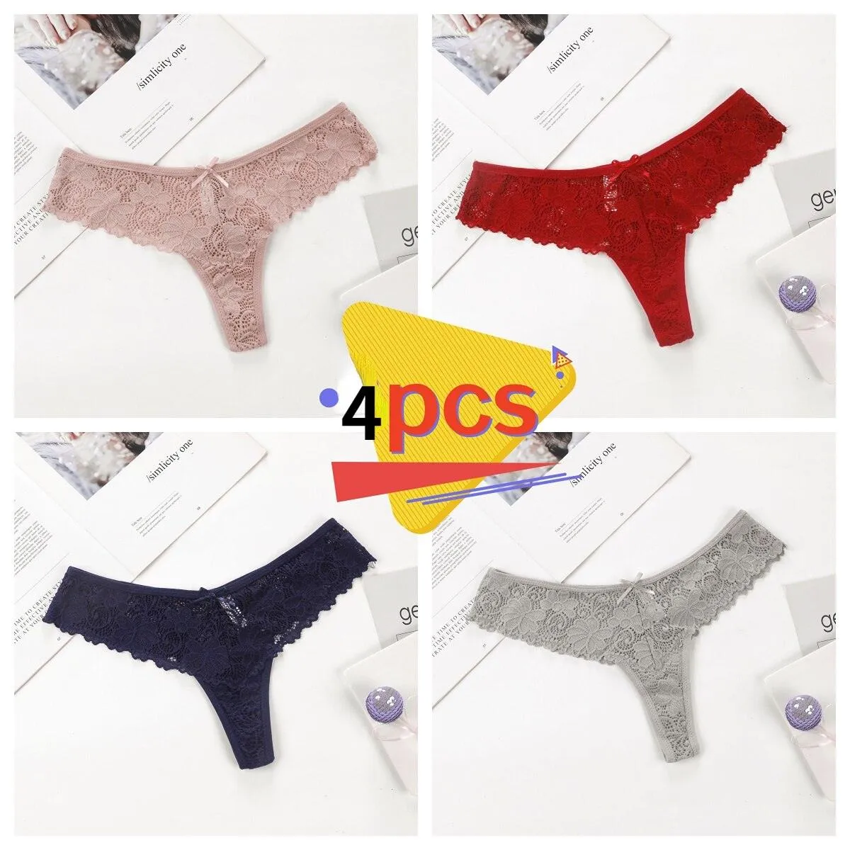 4Pcs/Set Women Lace Panties