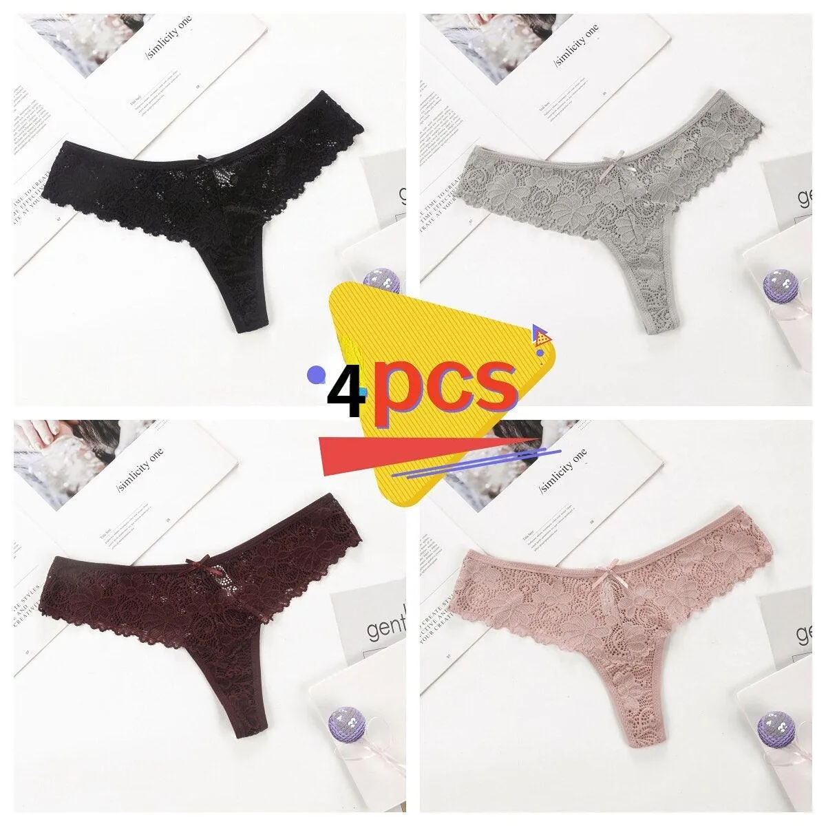 4Pcs/Set Women Lace Panties