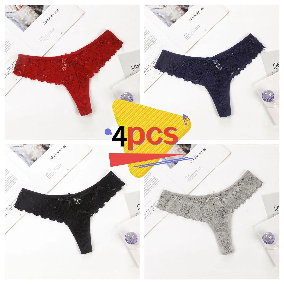 4Pcs/Set Women Lace Panties