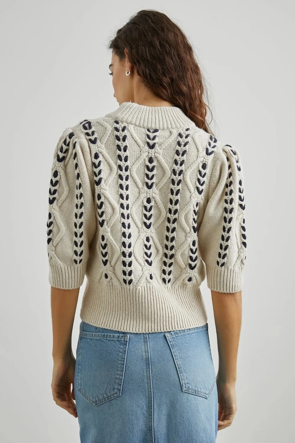 Addy Sweater in Oatmeal and Navy