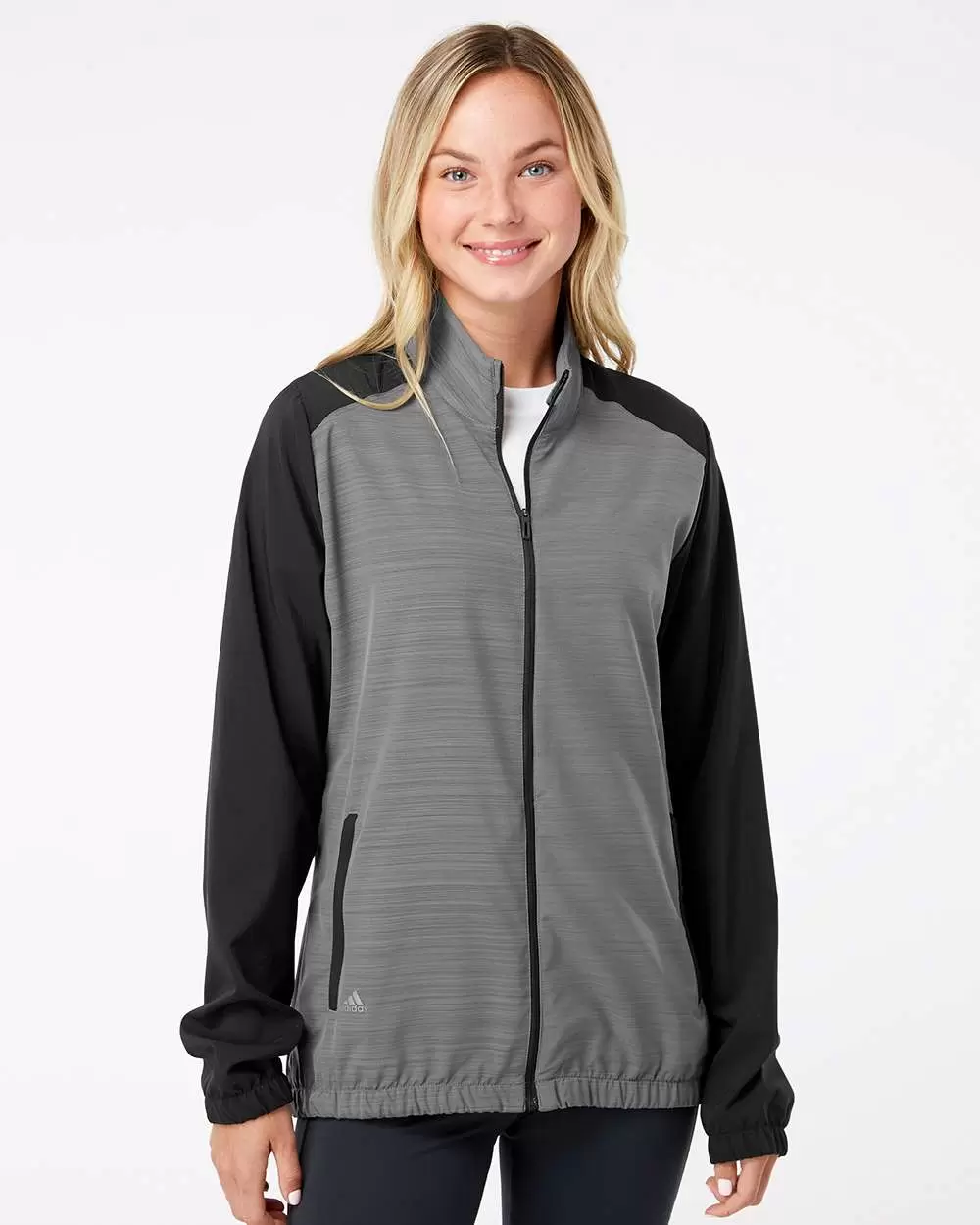 Adidas Golf Clothing A547 Women's Heather Block Full-Zip Wind Jacket SKU: A547