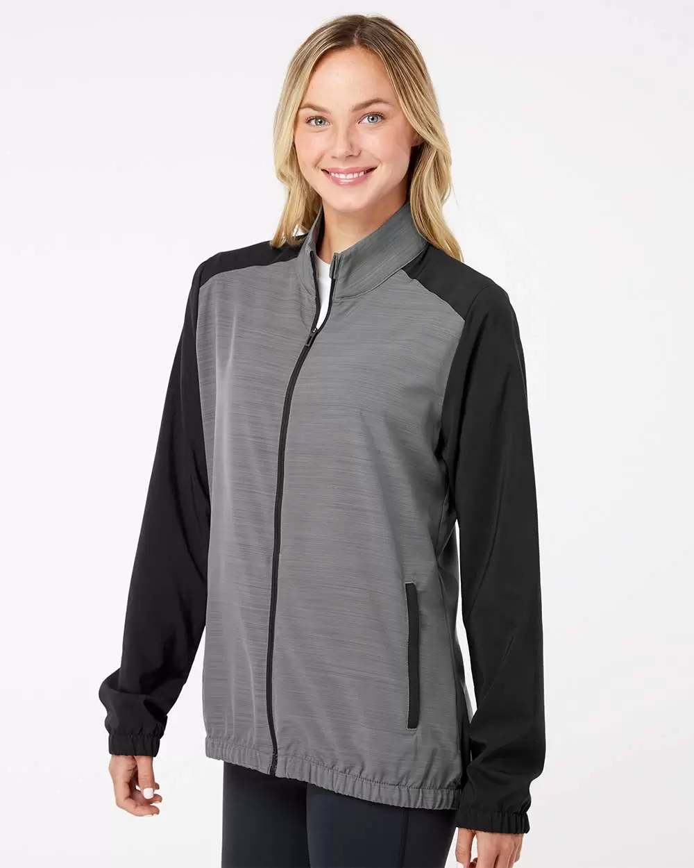 Adidas Golf Clothing A547 Women's Heather Block Full-Zip Wind Jacket SKU: A547