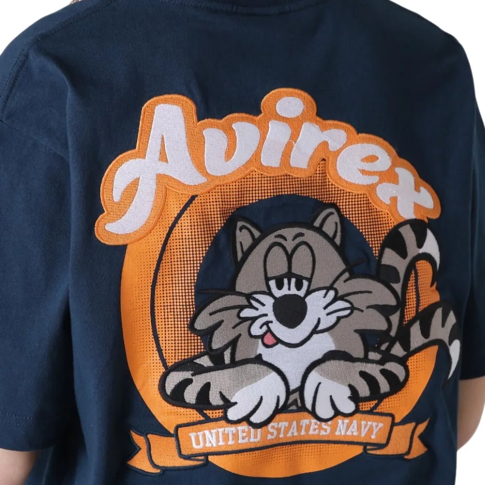 AVIREX  |Crew Neck Unisex Street Style Plain Other Animal Patterns