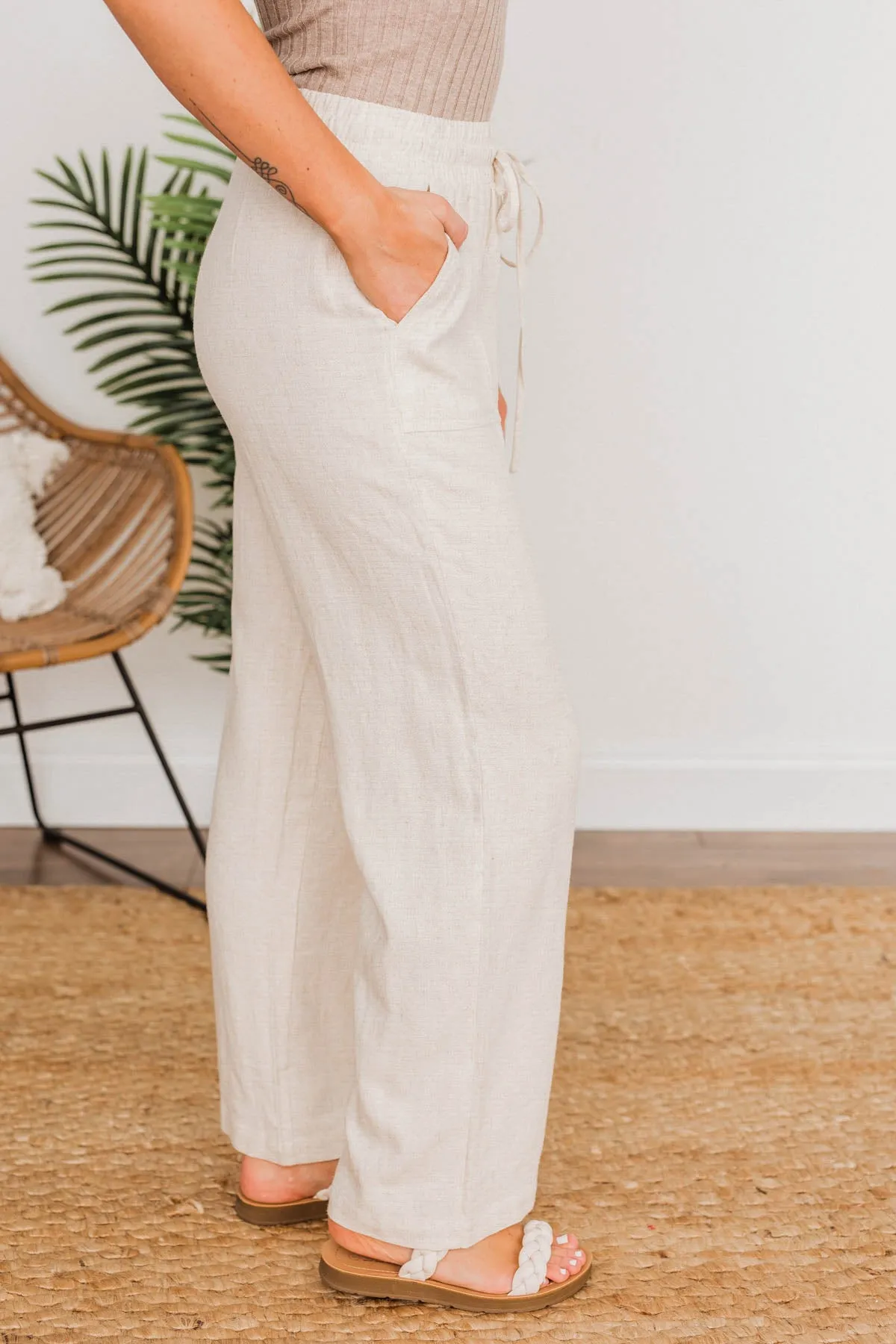 Beach Vibes Linen Pants- Sand