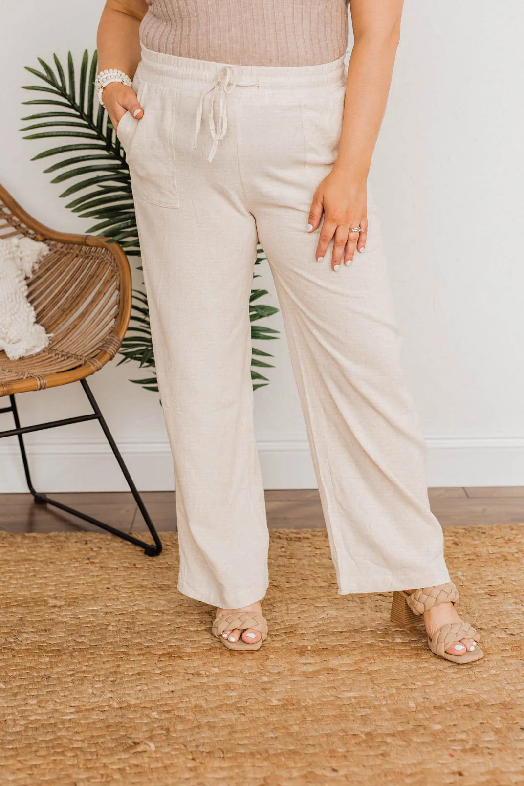 Beach Vibes Linen Pants- Sand