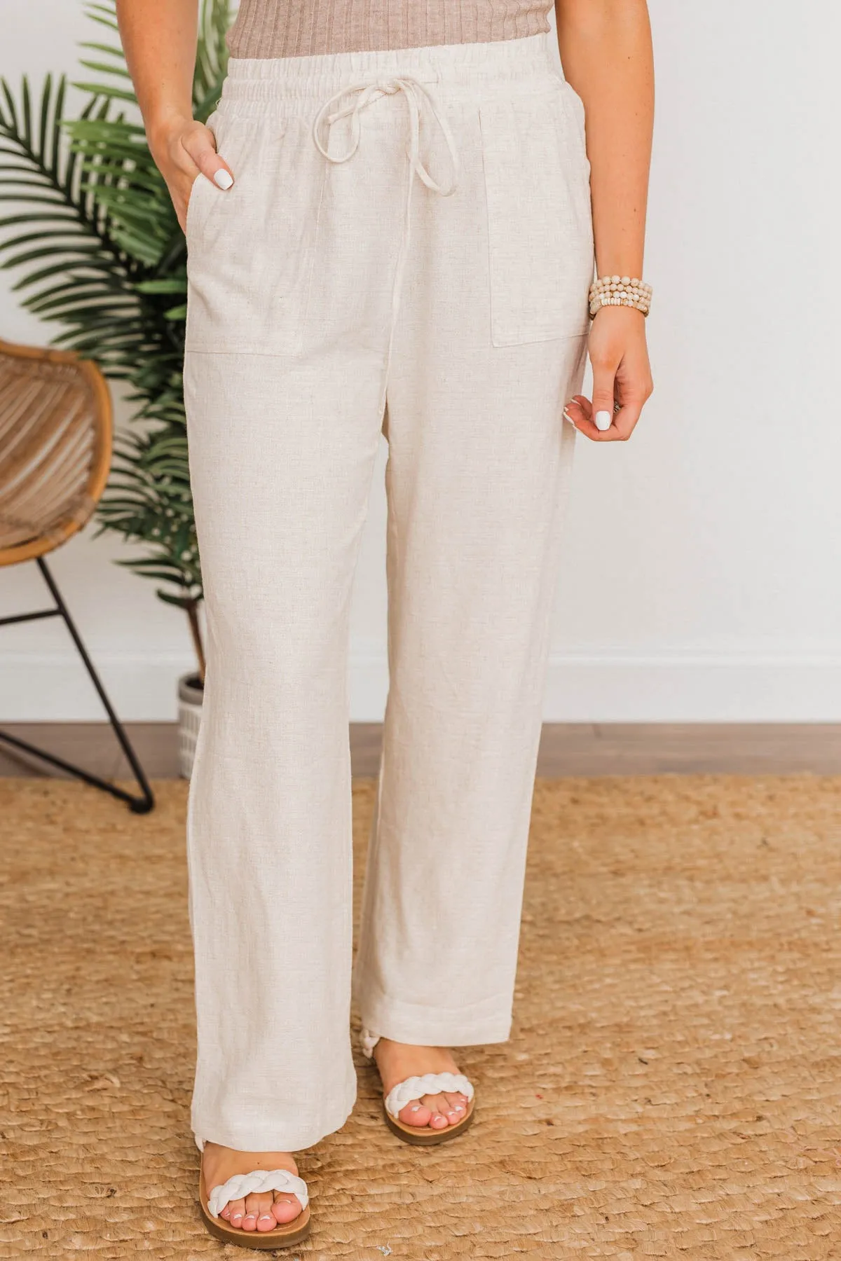 Beach Vibes Linen Pants- Sand