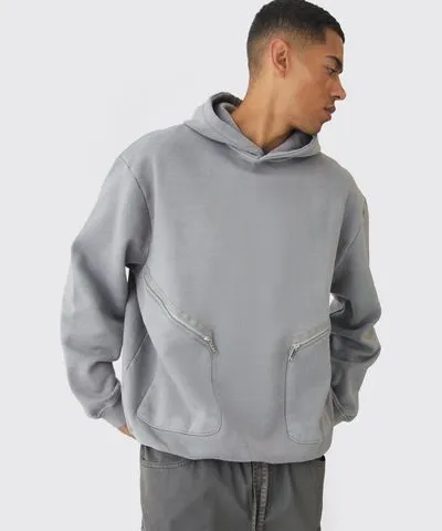 boohoo Mens Oversized Pocket Hoodie