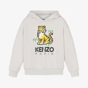 Boys Grey Cotton KOTORA Tiger Hoodie