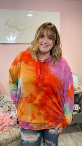 Bright Tie Dye Pullover Hoodie