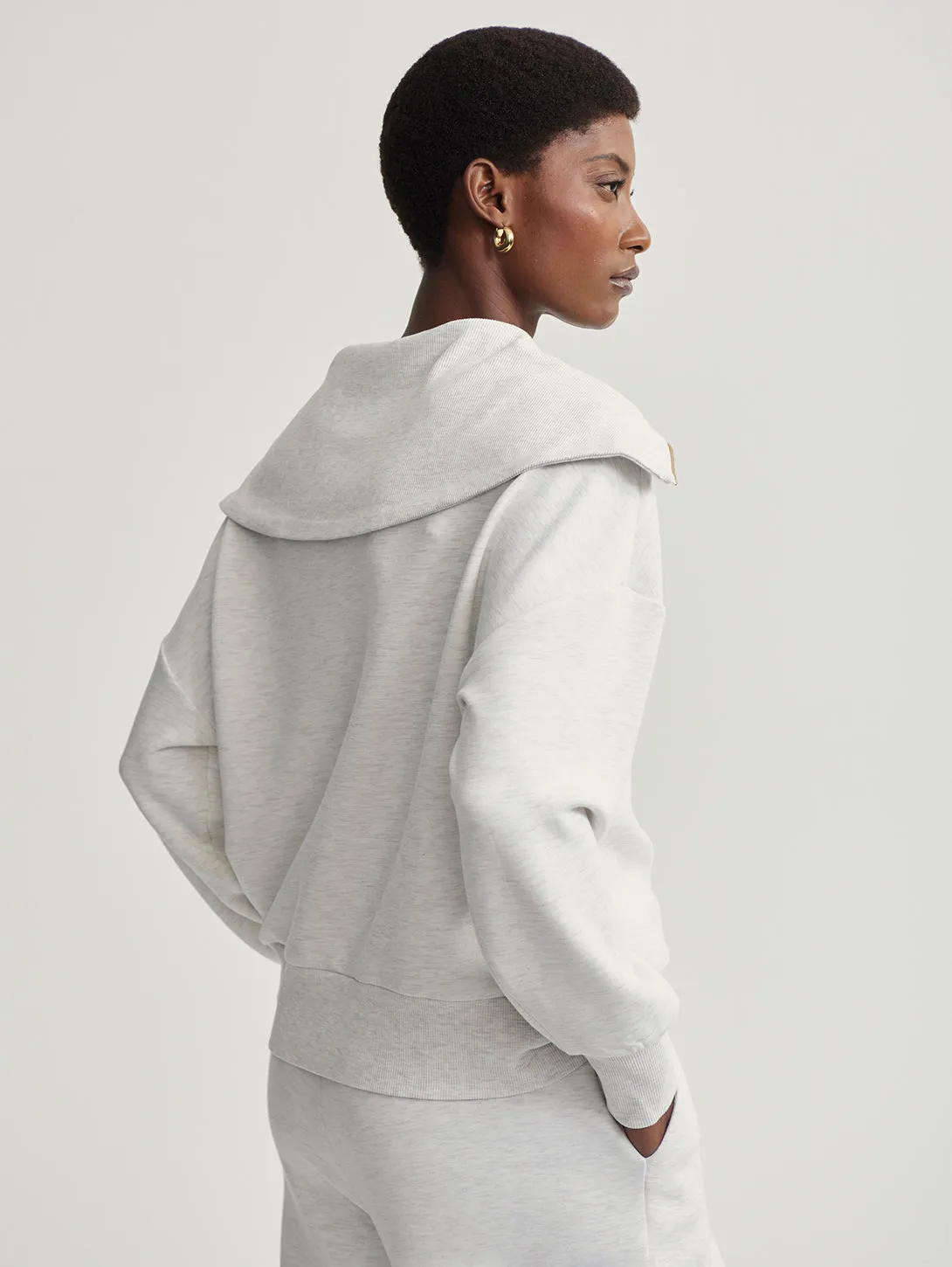 Catherine Half Zip Sweatshirt - Ivory Marl