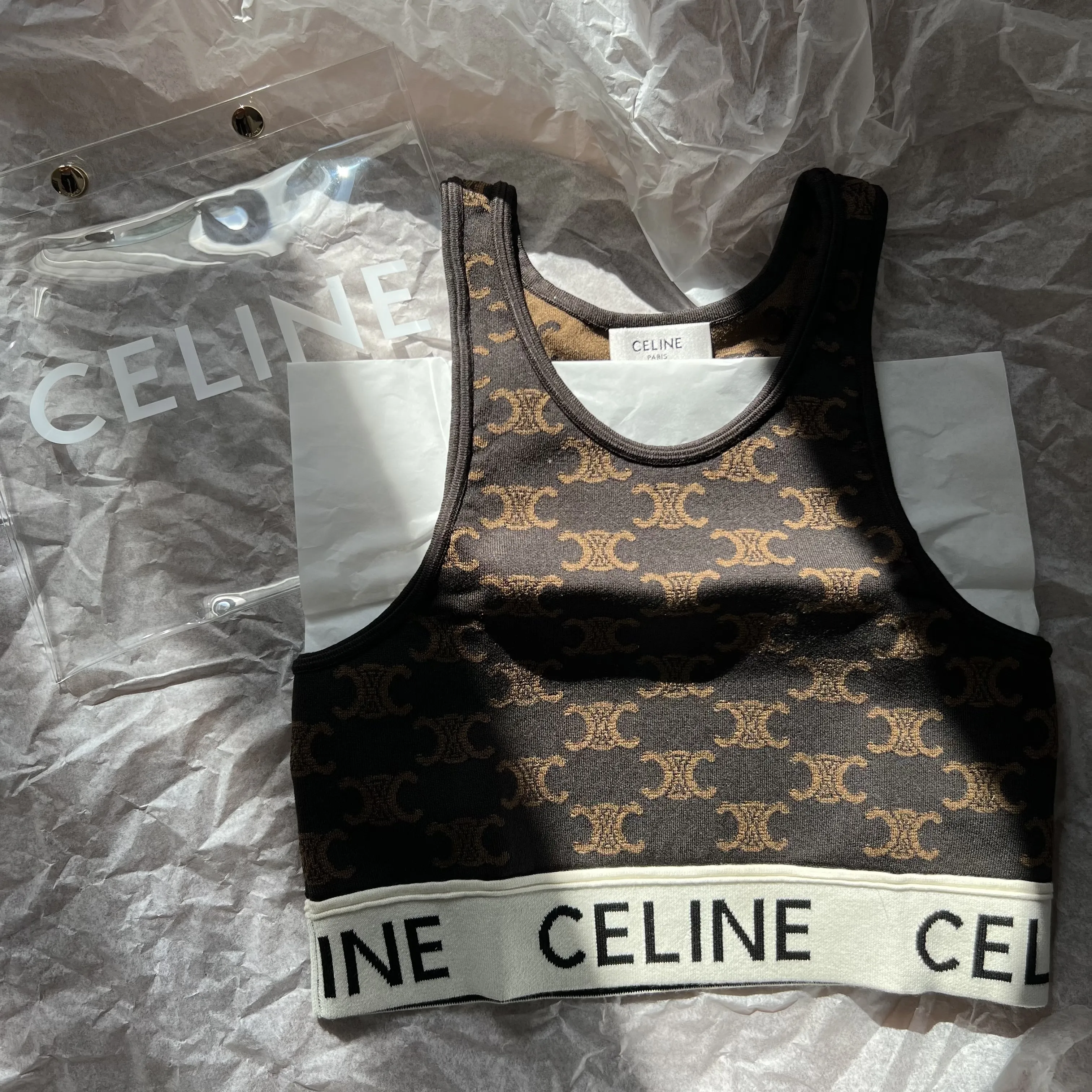 CELINE  |Celine monogrammed bra in silk cotton