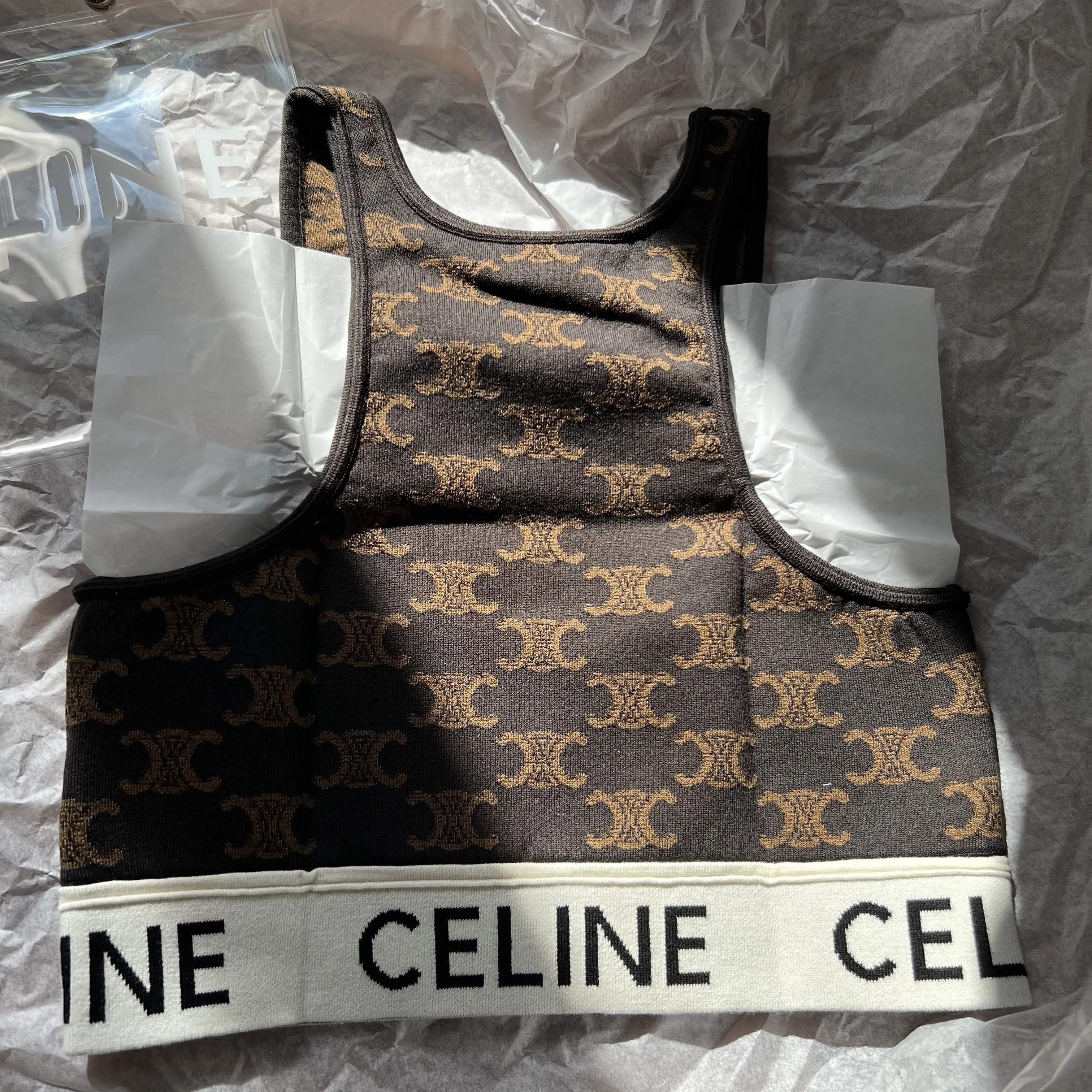 CELINE  |Celine monogrammed bra in silk cotton