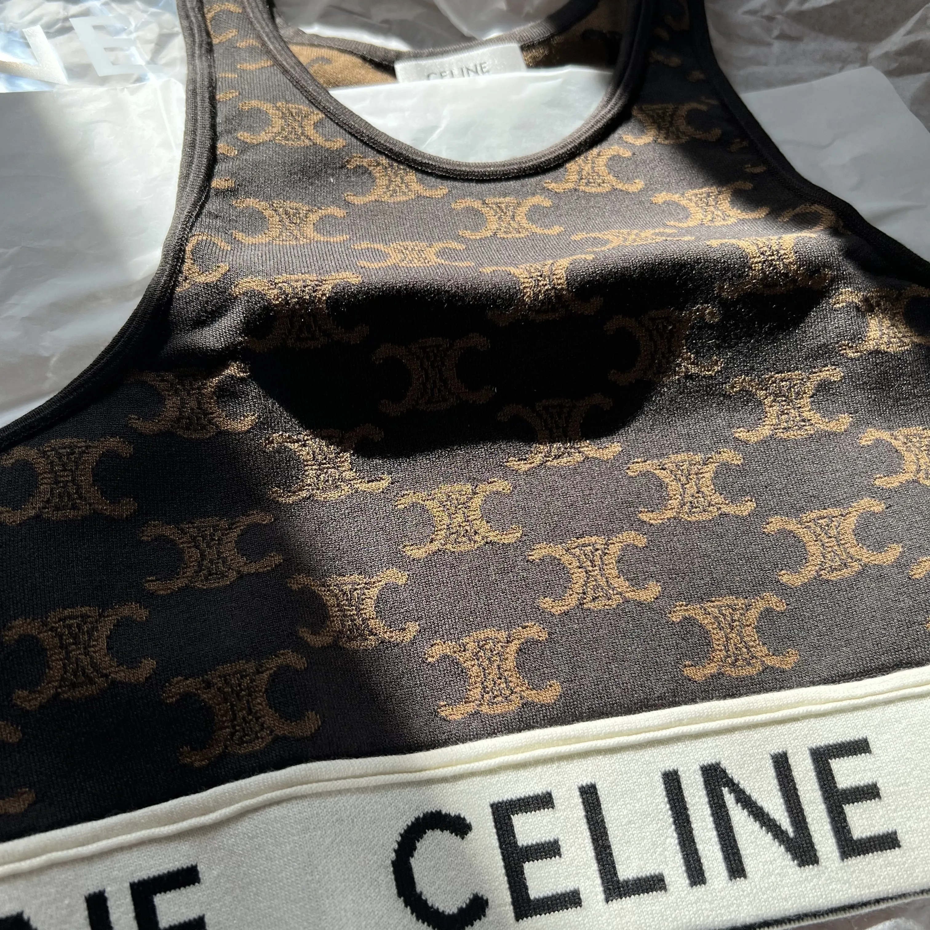 CELINE  |Celine monogrammed bra in silk cotton