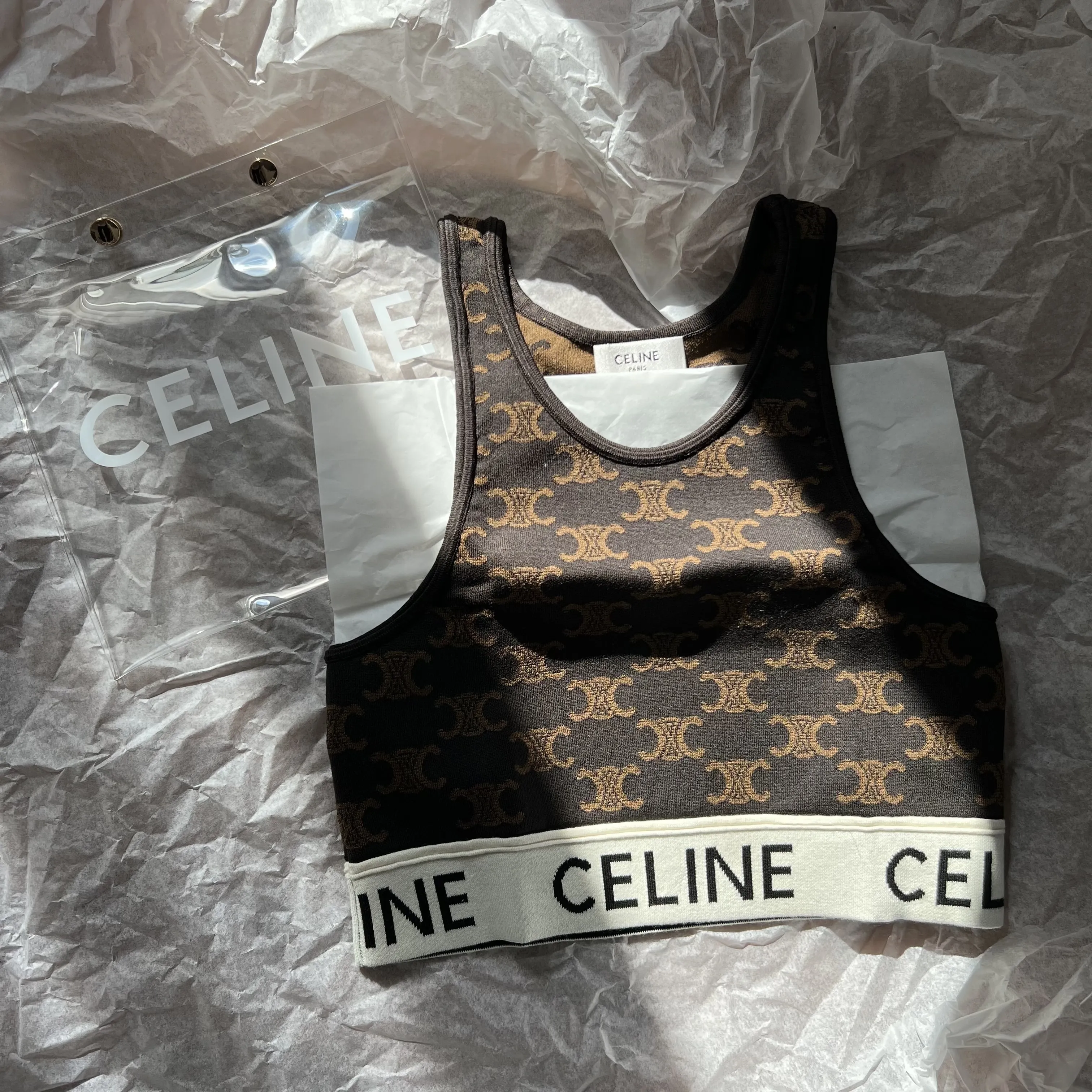 CELINE  |Celine monogrammed bra in silk cotton