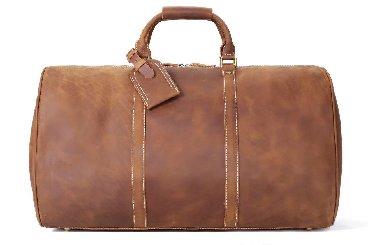 CF13 HANDMADE LARGE VINTAGE FULL GRAIN LEATHER TRAVEL BAG