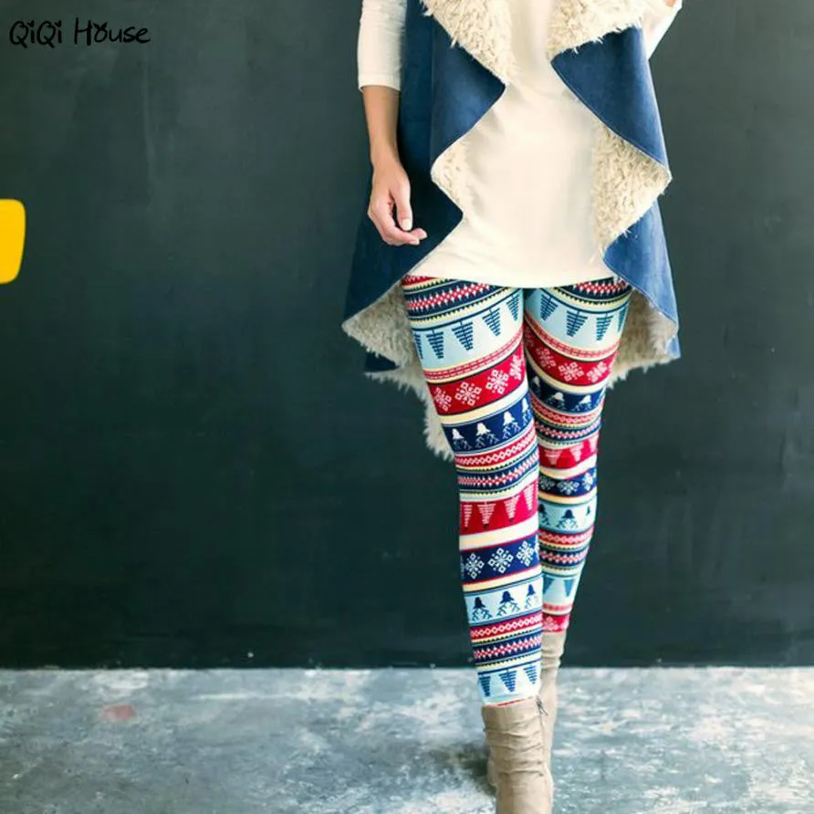 Christmas Leggings Autumn Casual Women Leggings Comfortable Christmas Tree Printed Women Pants Pantalones Mujer#B11 SM6