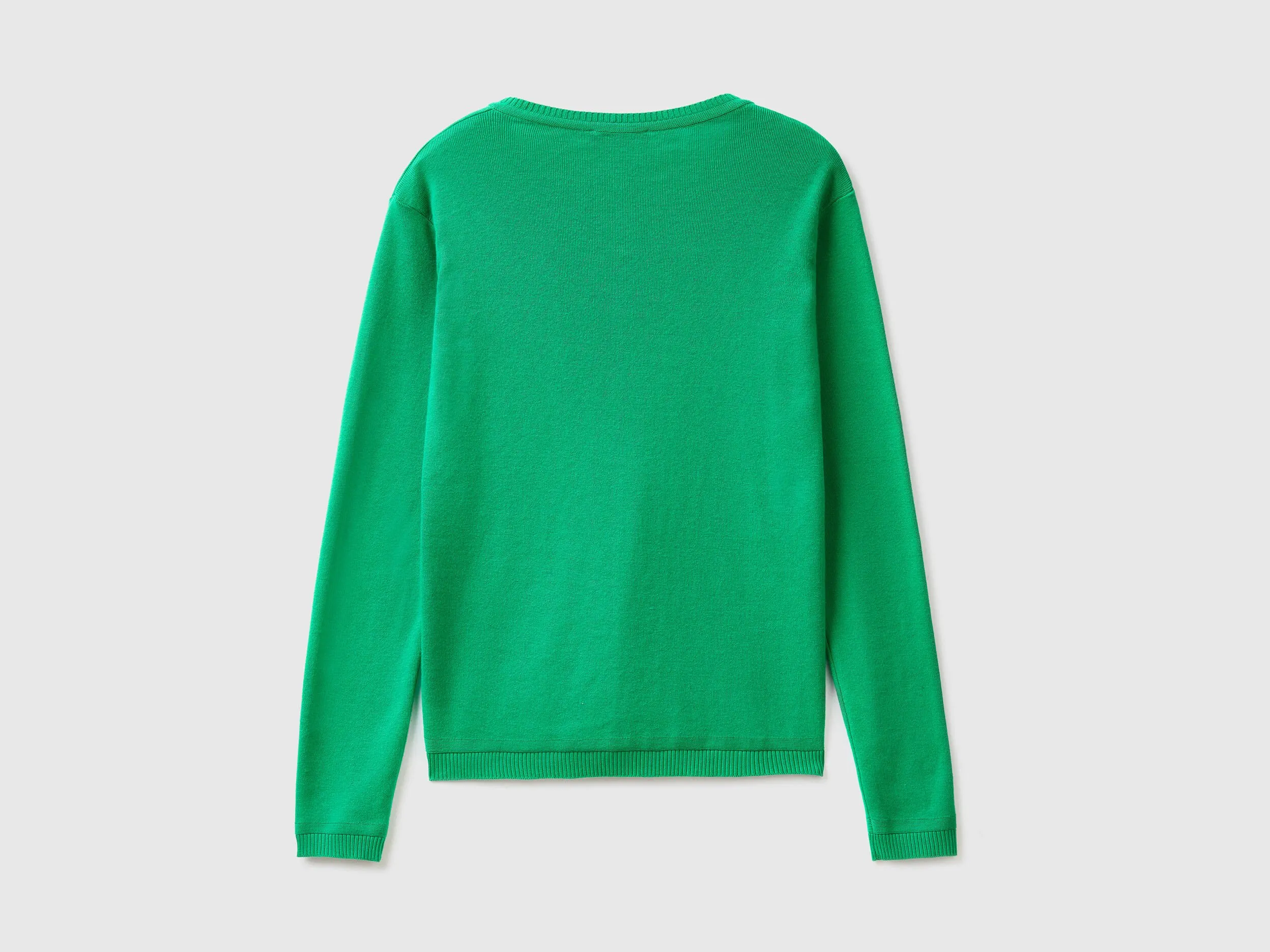 Crew neck cardigan in pure cotton - Green | Benetton