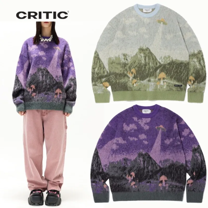 CRITIC  |Unisex Street Style U-Neck Long Sleeves Sweaters