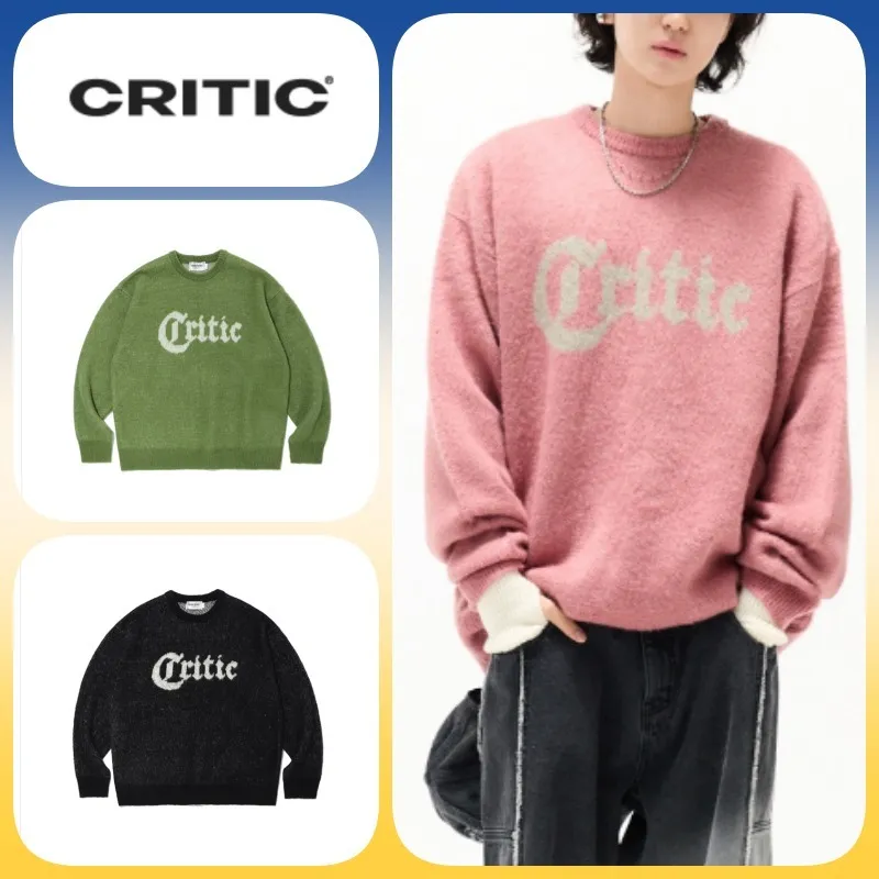 CRITIC  |Unisex U-Neck Long Sleeves Oversized Sweaters