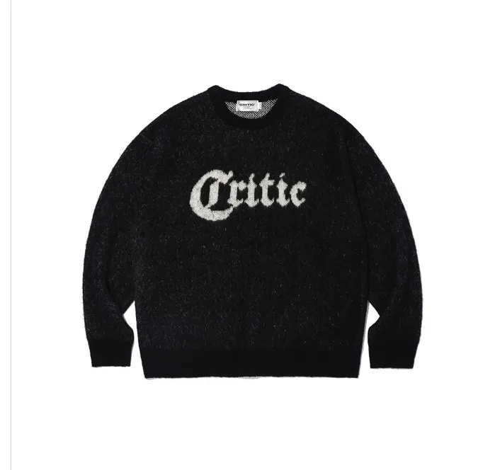 CRITIC  |Unisex U-Neck Long Sleeves Oversized Sweaters