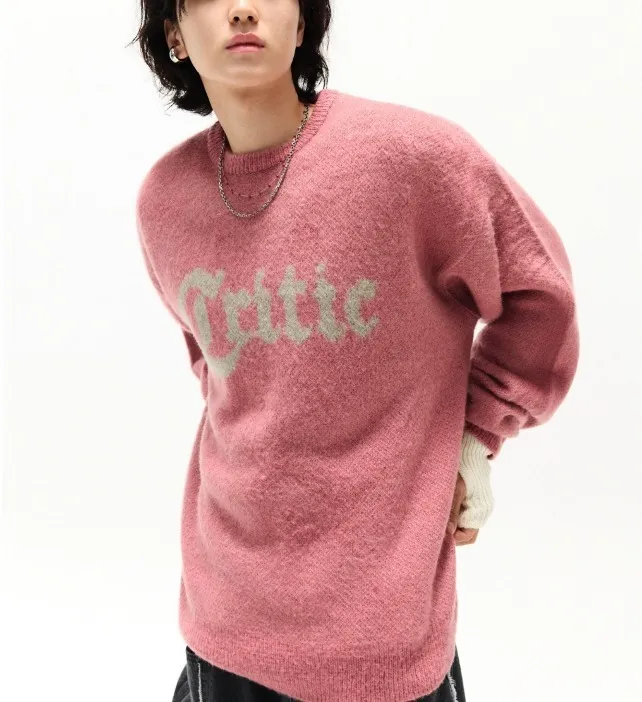 CRITIC  |Unisex U-Neck Long Sleeves Oversized Sweaters