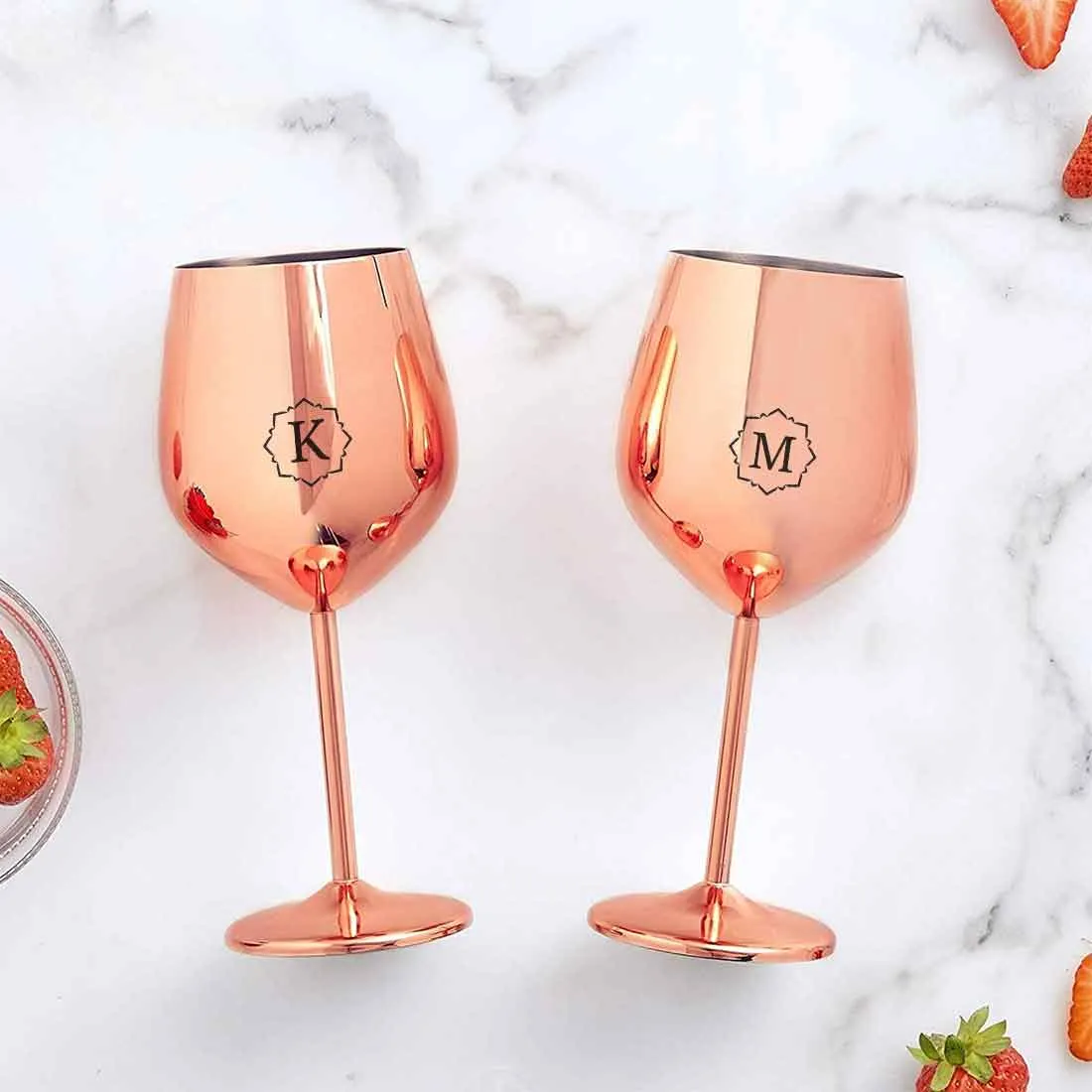 Customized Unbreakable Wine Glasses Stainless Steel Copper Finish Goblets