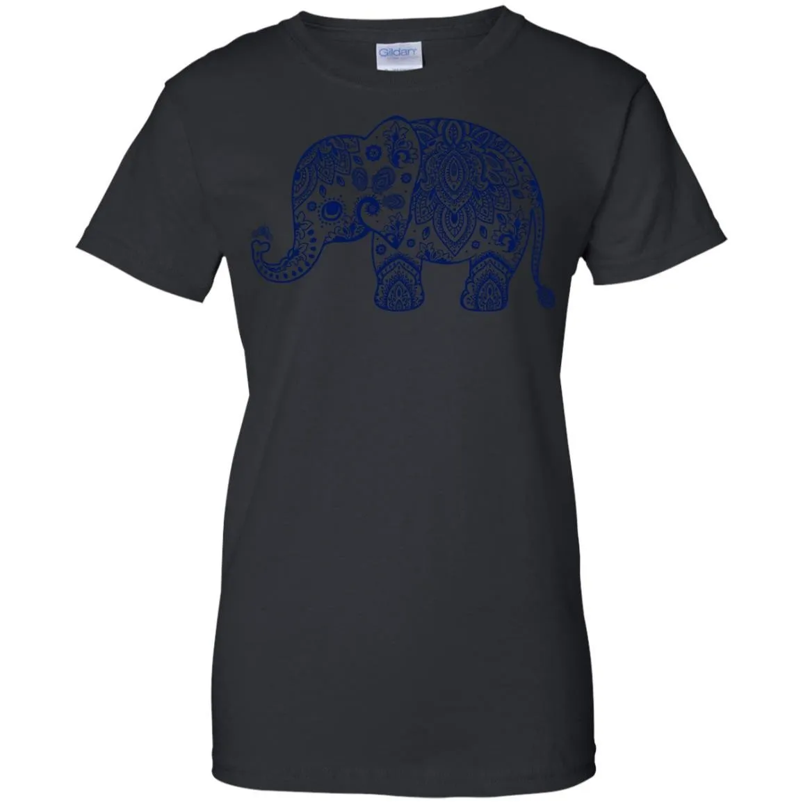 CUTE ANIMALS - Navy Blue Vintage Paisley Elephant Illustration T Shirt & Hoodie (1)