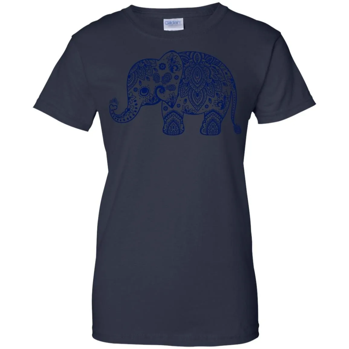 CUTE ANIMALS - Navy Blue Vintage Paisley Elephant Illustration T Shirt & Hoodie (1)