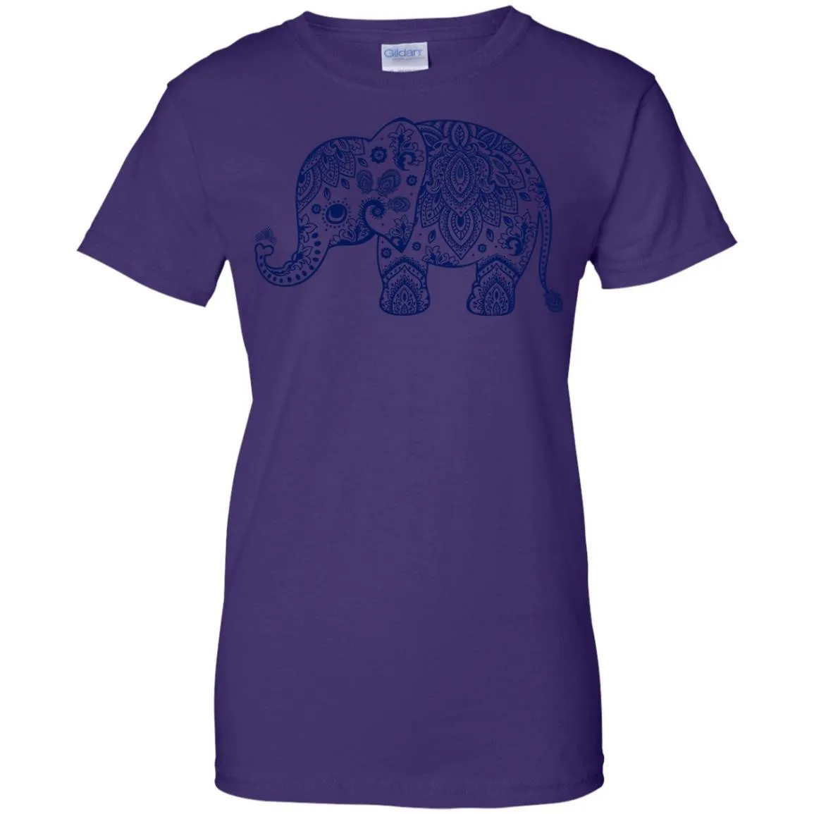 CUTE ANIMALS - Navy Blue Vintage Paisley Elephant Illustration T Shirt & Hoodie (1)