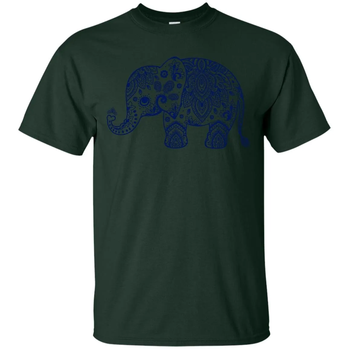 CUTE ANIMALS - Navy Blue Vintage Paisley Elephant Illustration T Shirt & Hoodie (1)