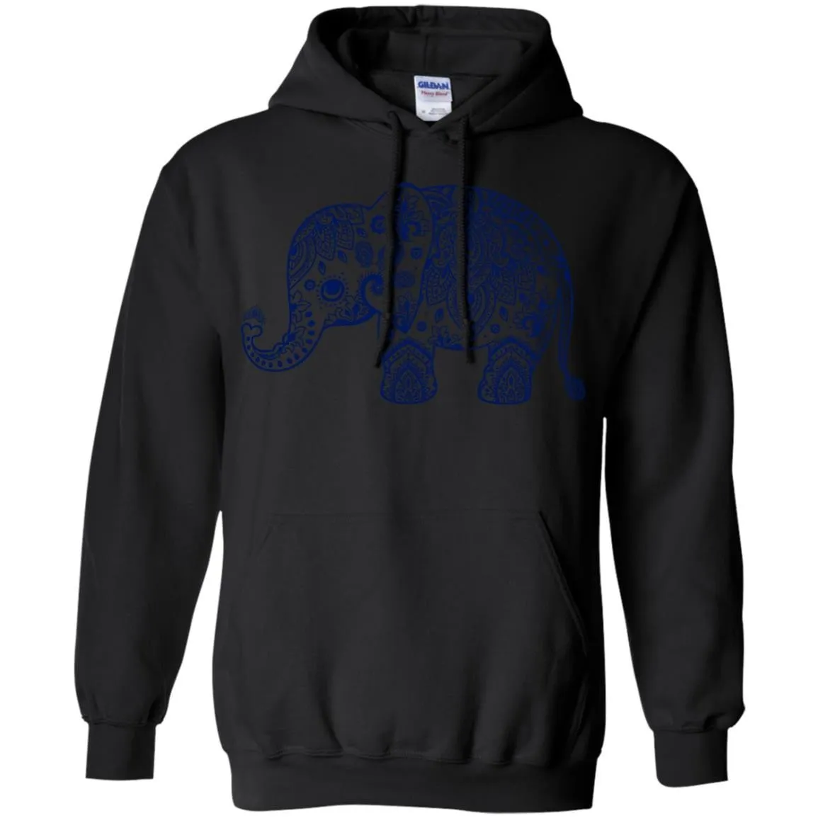 CUTE ANIMALS - Navy Blue Vintage Paisley Elephant Illustration T Shirt & Hoodie (1)