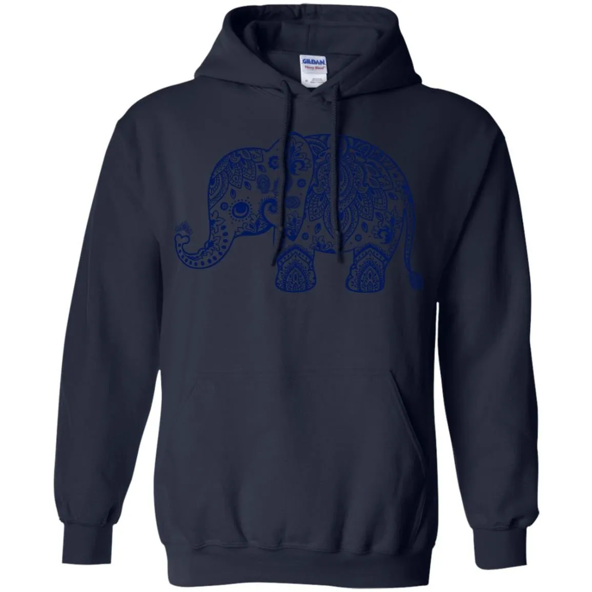 CUTE ANIMALS - Navy Blue Vintage Paisley Elephant Illustration T Shirt & Hoodie (1)