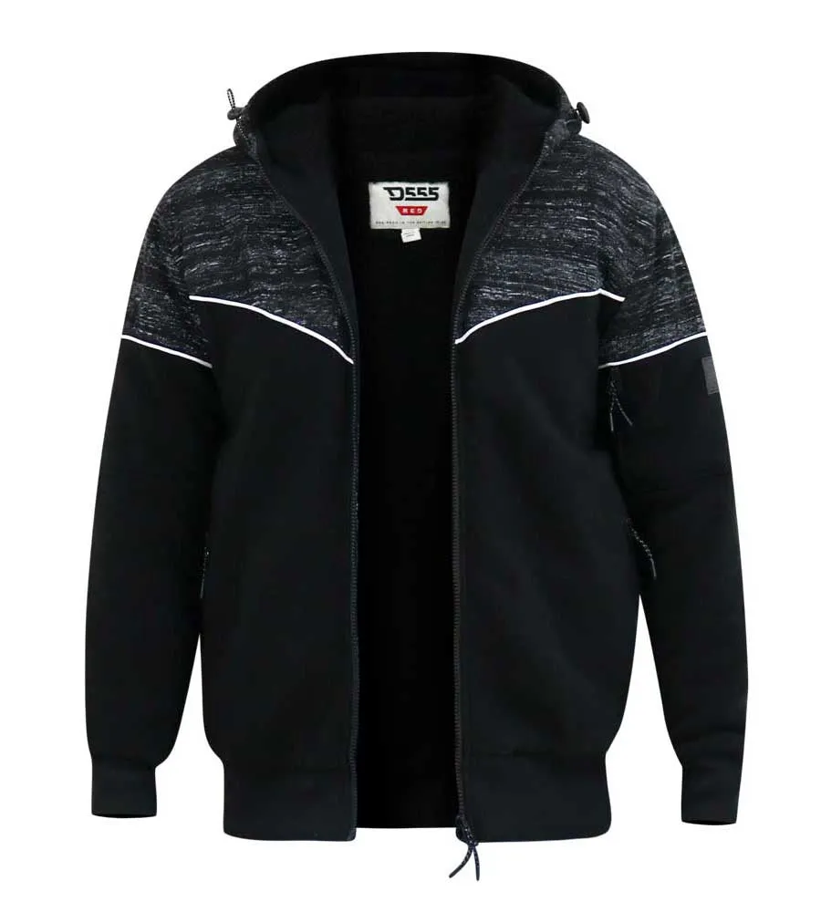 D555 Big Mens Black Hoodie With Sherpa Lining (HENNESSEY)